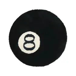 Simulation Billiards 8 Ball Rug Round Tufting Soft Chair Pad Anti-slip Bath Floor Mat Kids Bedroom Black Carpet 2023