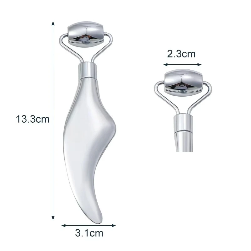 Facial Roller Gua Sha Beauty Face Neck Massage Tool Stainless Steel Skin Tightening Face Lifting Beauty Care Massage Roller