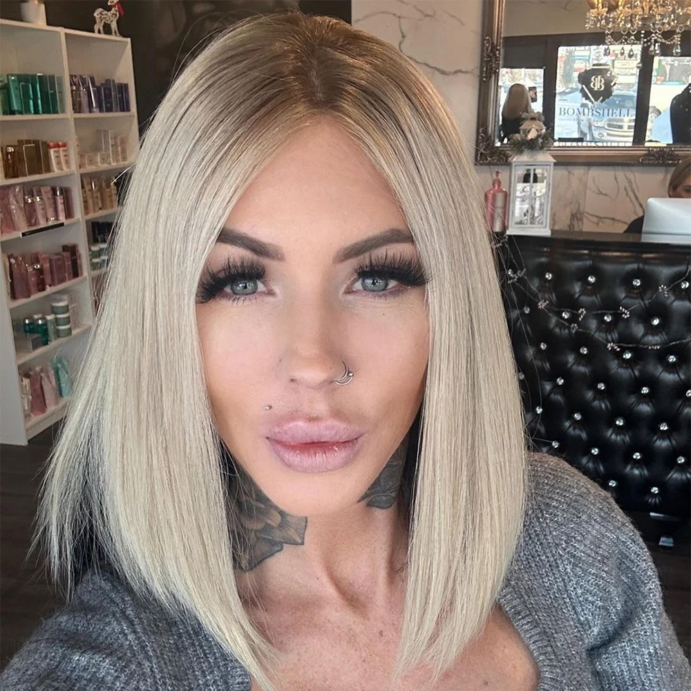 Platinum Blonde 13x4 HD Bob Wig Short Straight Front Lace Wig Brazilian Platinum blonde 13x4 hd bob wig short straight front lace wig brazilian