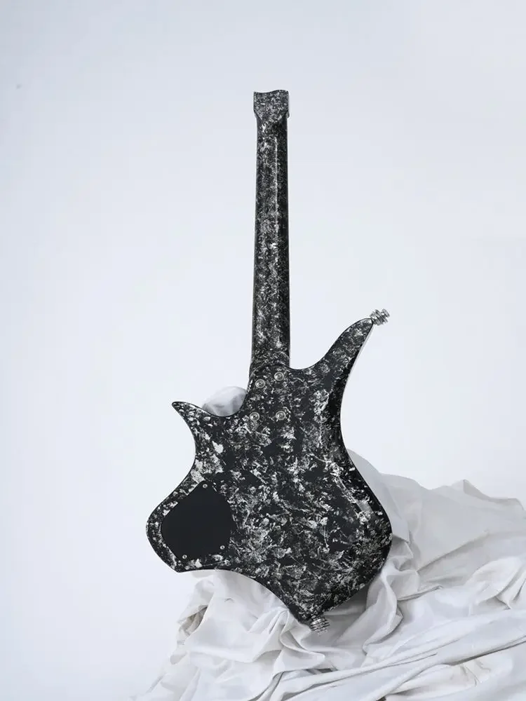 Dhatarattha Black Ice Headless Electric Guitar Modern Design without Headstock Advanced Players