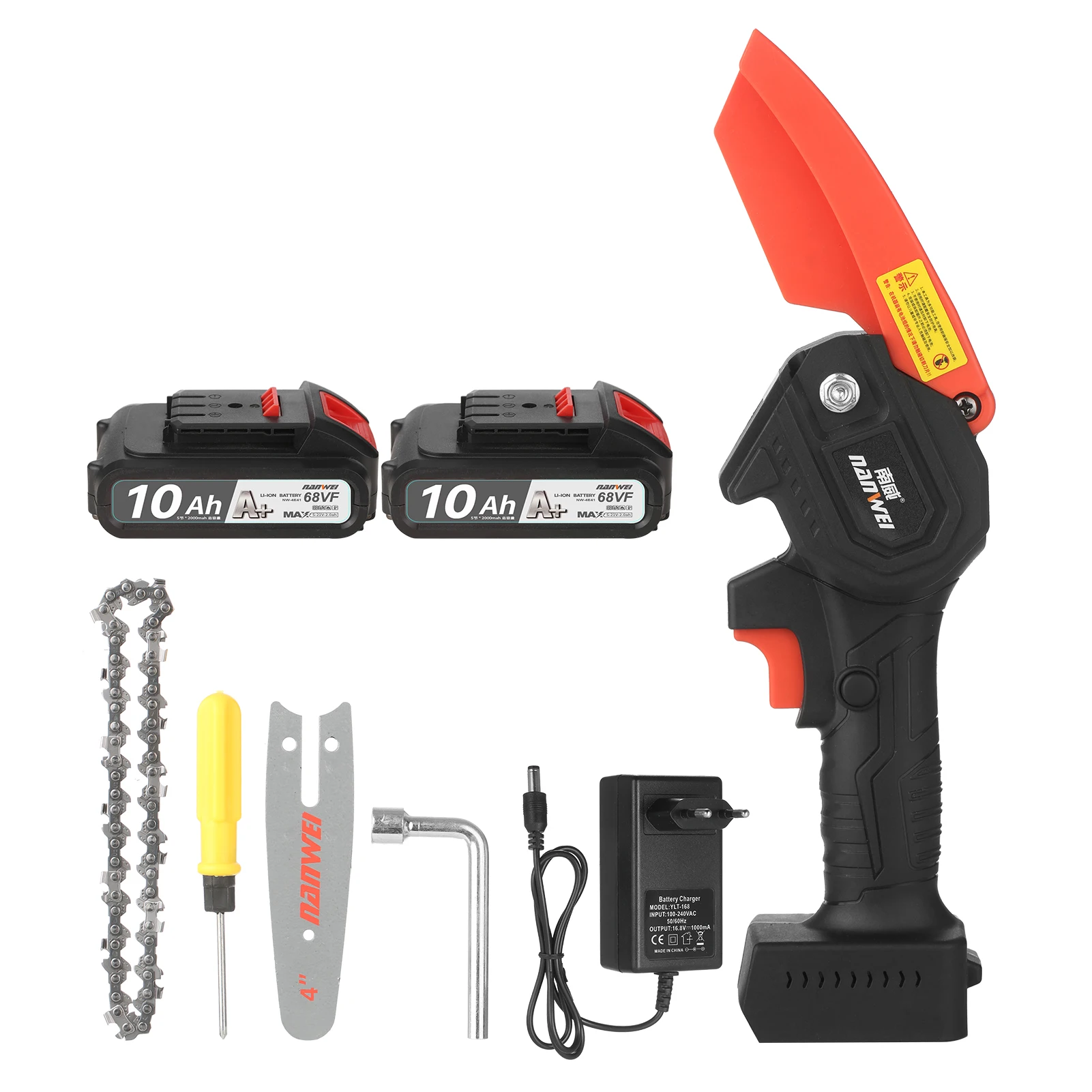 NANWEI 21V Mini Electric Chainsaw 4-Inch Brush Pruning Saw 2.0Ah Rechargeable Powered Shears Garden Tool |