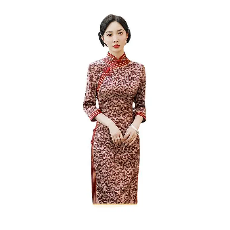 

Cheongsam Chinese Style Traditional Clothing Hip-Wrapped Catwalk Evening Wear Dress Banquet People Slimming