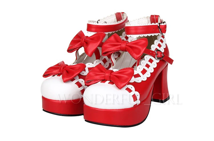 Neue japanische Stil Lolita Schuhe Dienstmädchen Cosplay Mädchen Prinzessin High Heels Damen Schuhe mit Schleife Größe 35-47 21