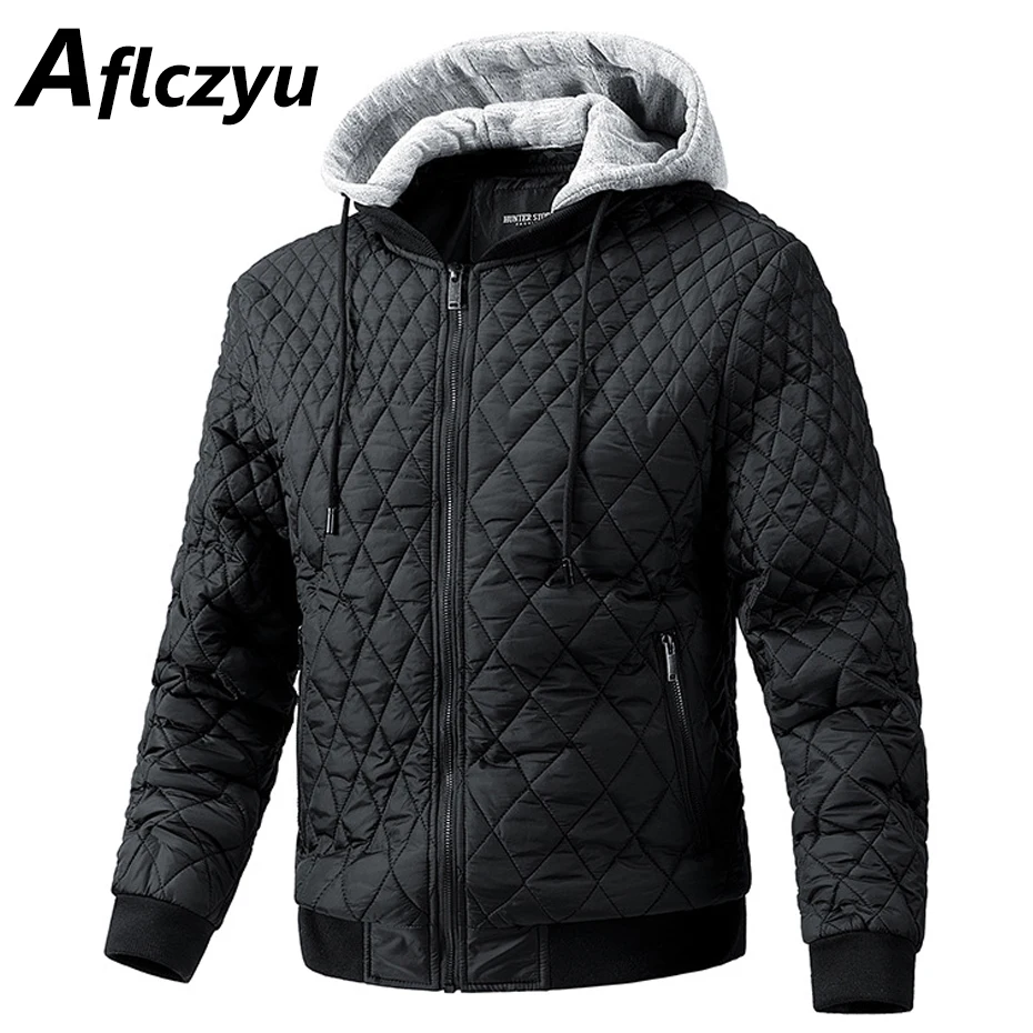 Jackets Men Autumn Winter Warm Thick Jacket Coat Fashion Casual Prismatic Plaid Coats Male Solid Color Outerwear