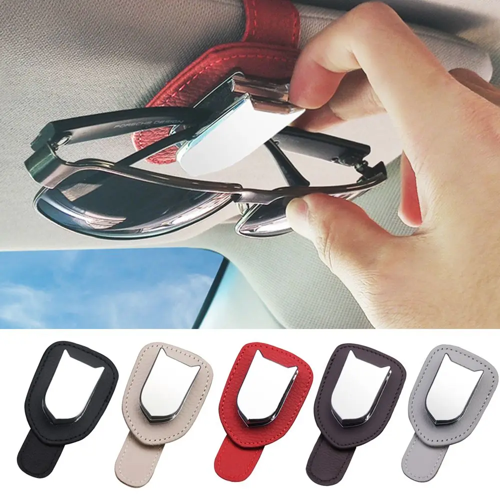 Creative Leather Sun Visor Multifunction Car Storage Clips Eyeglass Holder Sunglass Clip Car