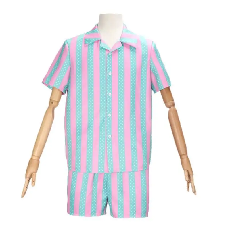 Summer Men Cosplay Costume Hawaiian Shirt Male Shorts for Movie Barbi Ken Ryan Gosling,men cosplay costume
