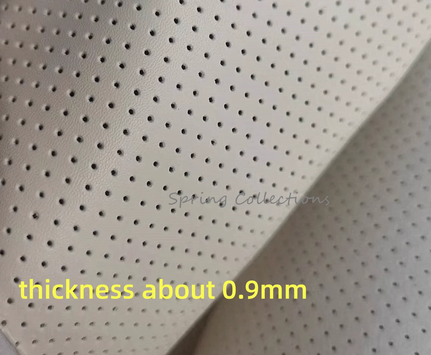 137*100cm Solid Color Imitation Synthetic Faux Leather Fabric Round Holes Thick 0.6~0.9mm Red/Black/Creamy-white