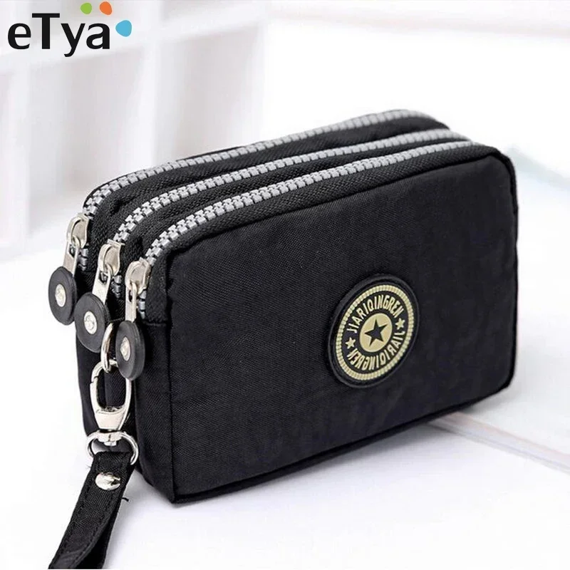 New Fashion Big Capacity Women Wallet Make-up Bag Coin Purse Mini Bag with Three Zipped Portable Women Wallets Phone Pouch 2