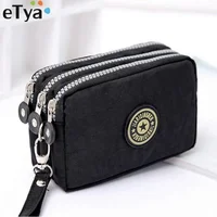 New Fashion Big Capacity Women Wallet Make-up Bag Coin Purse Mini Bag with Three Zipped Portable Women Wallets Phone Pouch 2