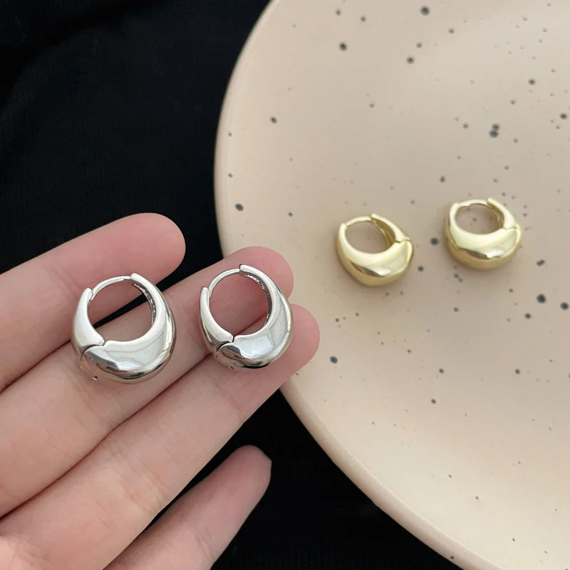 Metallic Punk Oval Hoop Earrings
