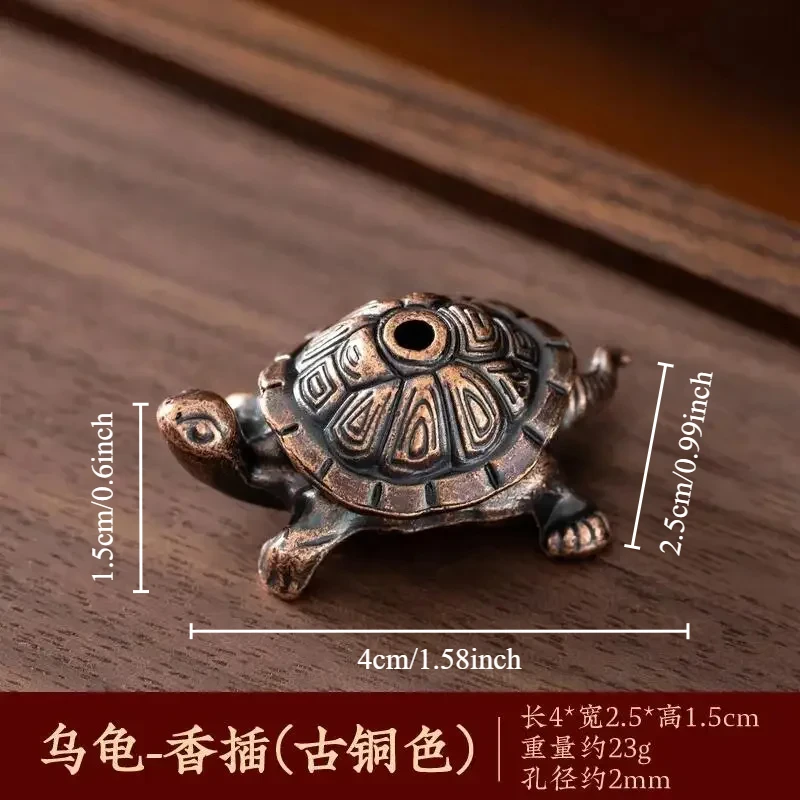 Mini Turtle Shaped Vintage Bronze Incense Holder - Decorative Home Accessory and Gift