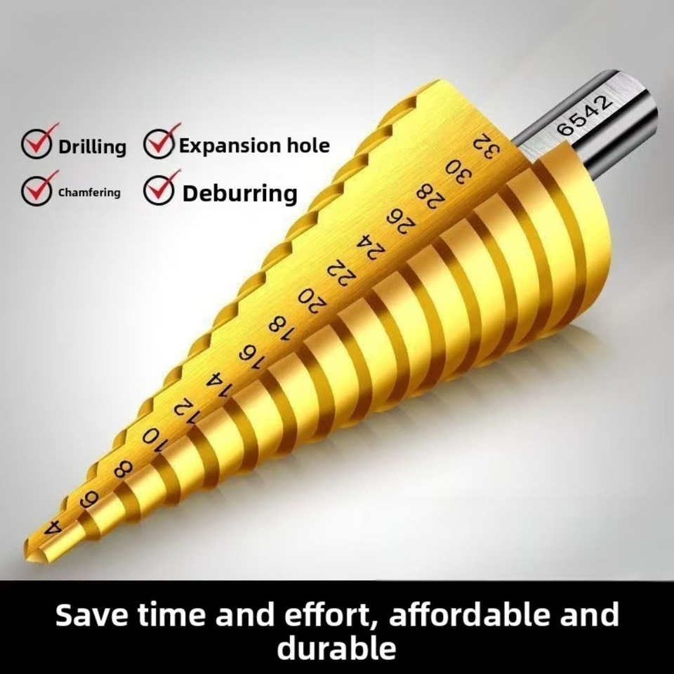 HSS Step Drill Bit 4-12mm 4-20mm 4-32mm Hex Titanium Cone Hole Cutter Multifunction Reamer Plate Iron Aluminum Plate Drilling Me