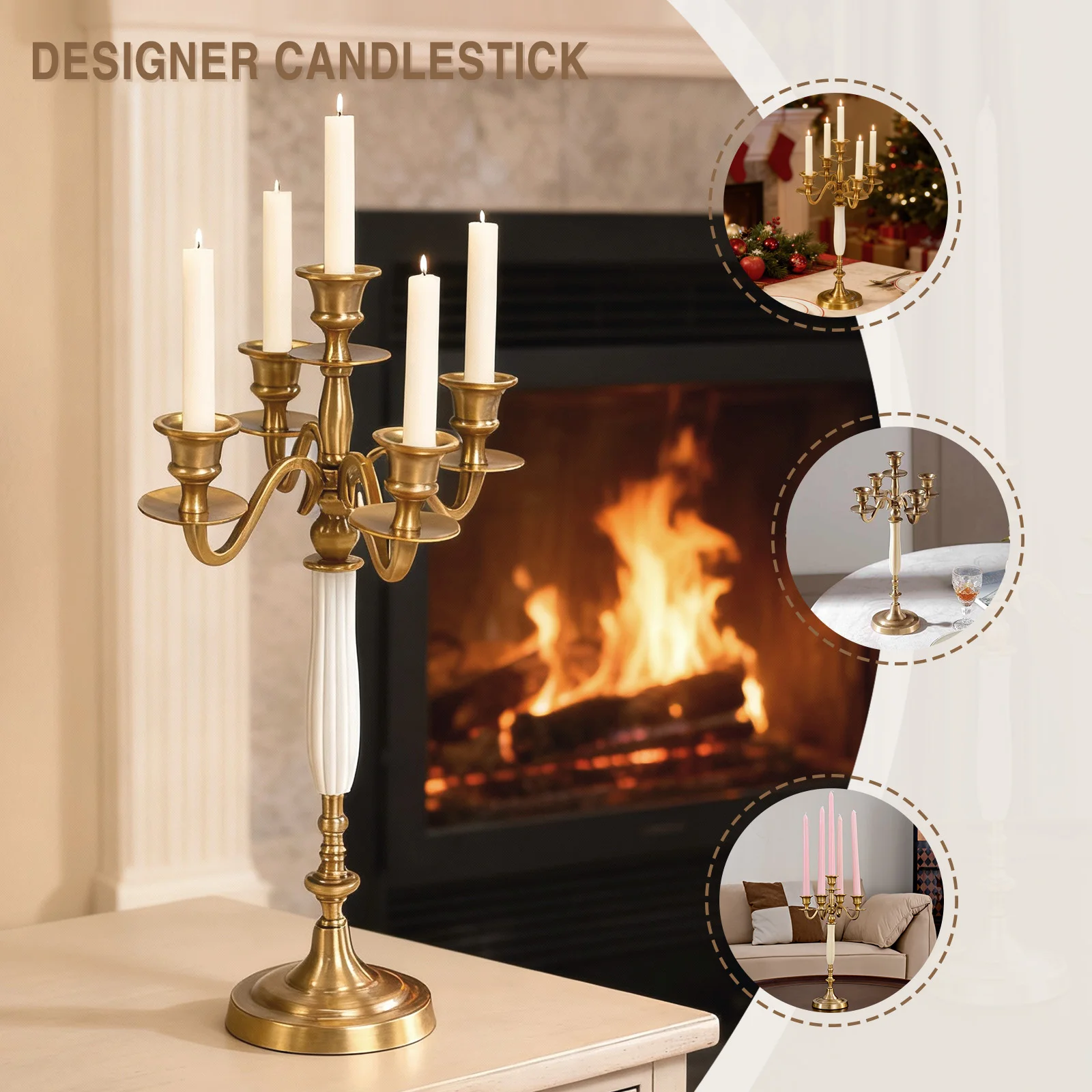 Metal Bronze Candelabra Candle Holder for Wedding Home Decor