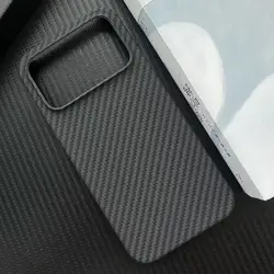 Fashion Color Block Carbon Fiber Texture Shockproof Case - Anti - Fingerprint Slim Bumper Cover - POCO F8 Ultra (Rough black)