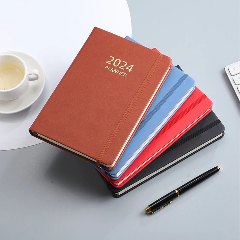 

2024 A5 English Schedule Planner Elastic Band Notebook Strap Book Notebook
