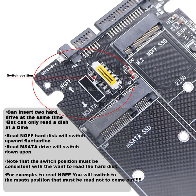 M.2 Converting Solid-state SSD to Sata3 External Hard Disk Box Ngff Msata to Serial Port Conversion Card Dual-use Two-in-One — view 3