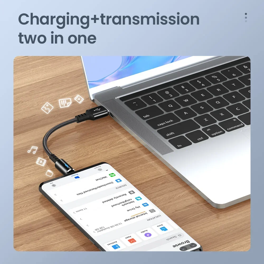 Compact Nylon & Aluminum USB C to USB A Fast Charging Cable - 25cm