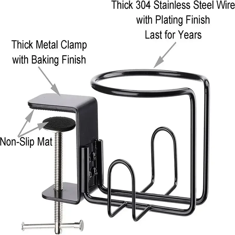 Home Clip On Table Cup Holder Horizontal Vertical Mount Anti Spill Office Desktop Mug Rack Metal Clamp Water Bottle Storage Tray cup storage holder