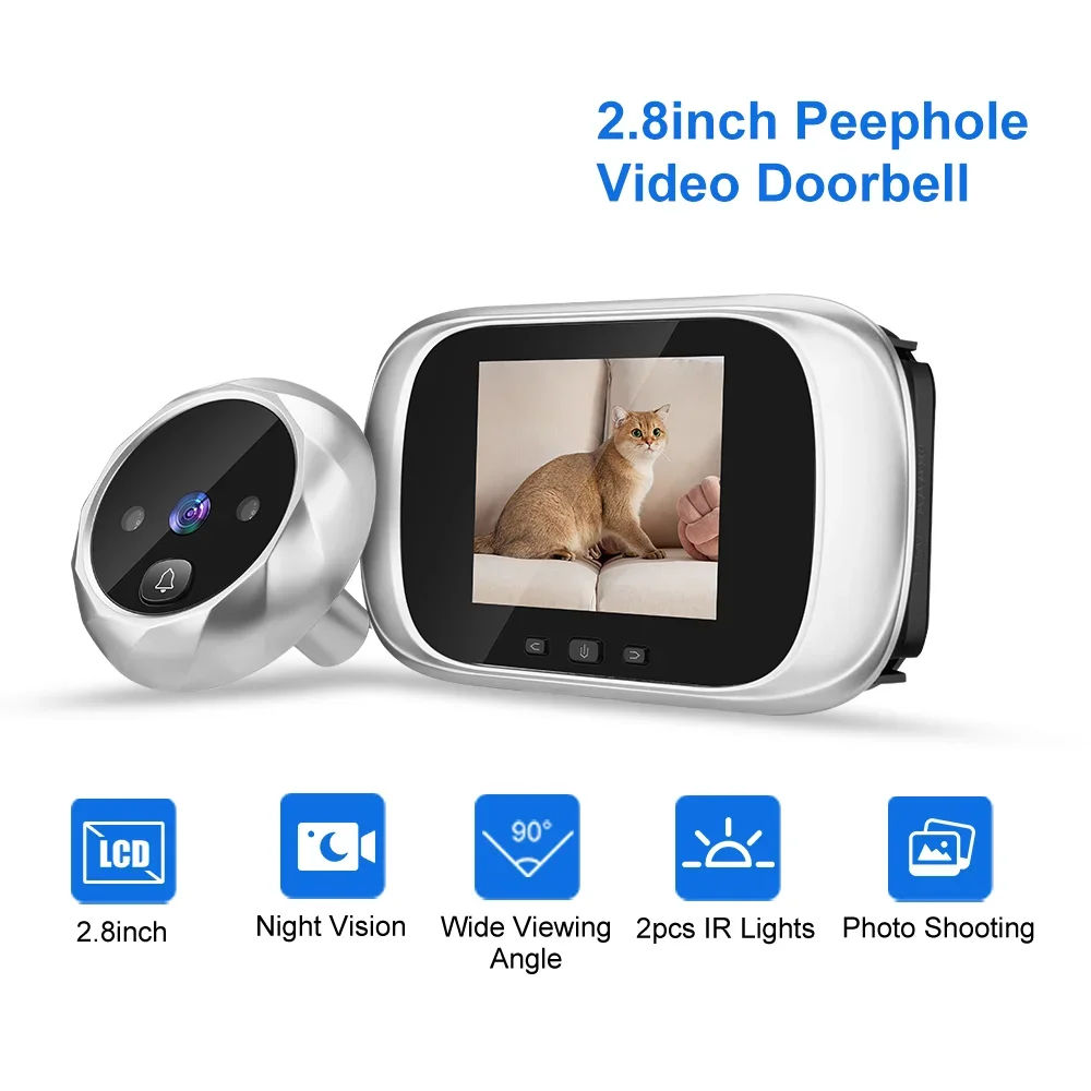 

Wsdcam 2.8 inch LCD Door Viewer Camera Night Vision Photo Digital Peephole Doorbell 90 Degree Door Eye Door Ring Monitor