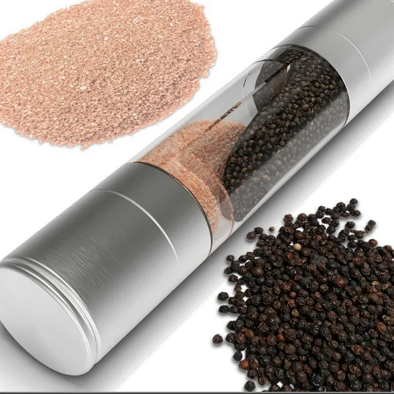 Salt and Pepper Grinder Mill 2 in 1 Manual Stainless Steel Salt Pepper Mills Multi Mill Adjustable Ceramic Grinding