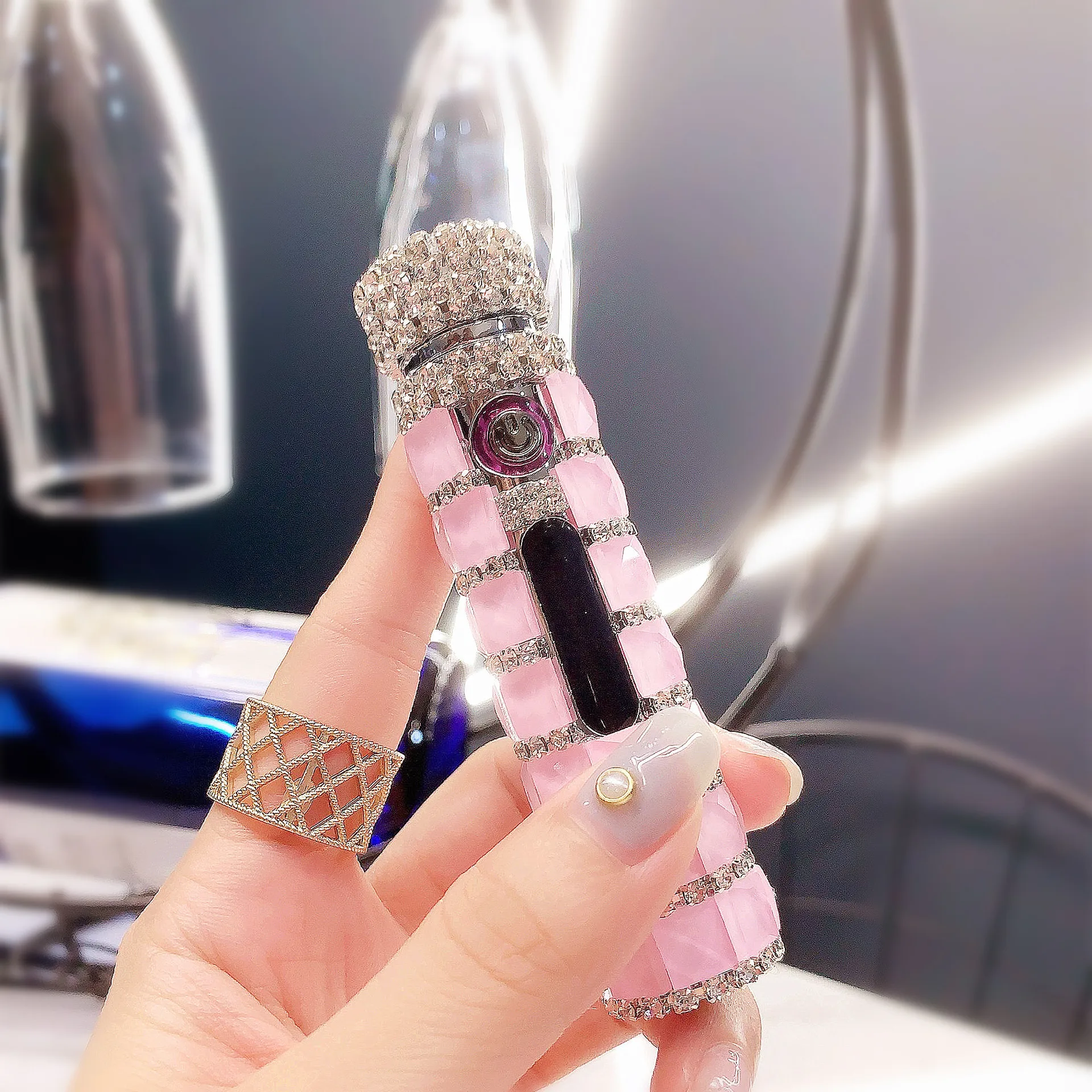 

Exquisite Rhinestone Lighter Electronic Lighter USB Rechargeable Dual Arc Flameles Windproof Cigarette Lighter Gift for Women