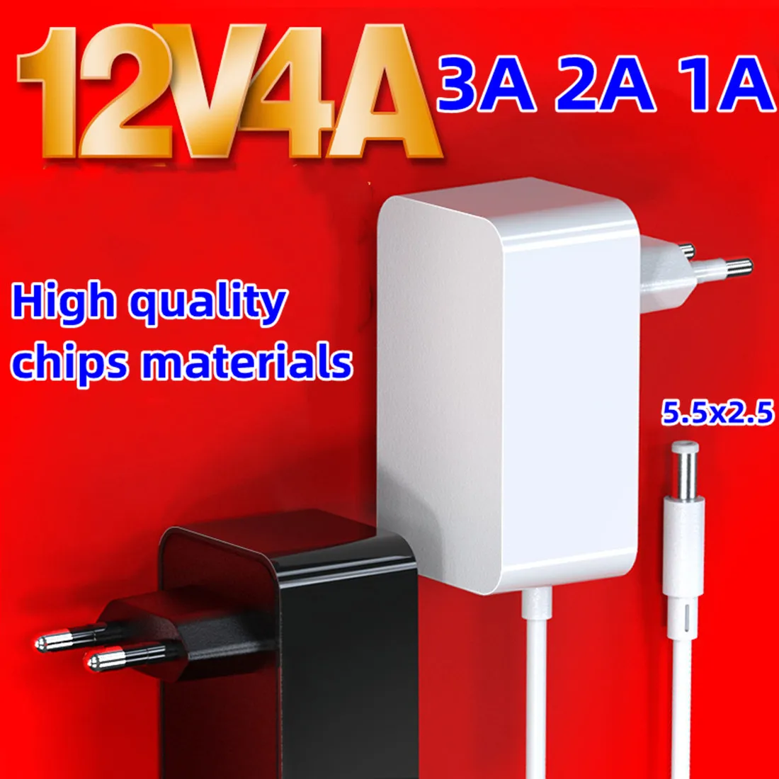 LEYF Adattatore di Alimentazione 12V DC 2A, AC 100-240V 50/60Hz, Alimentatore a Spina/Lunghezza cavo 90 cm (presa jack 5,5-2,5 mm) Compatibile con TV box, striscia LED, router, camera