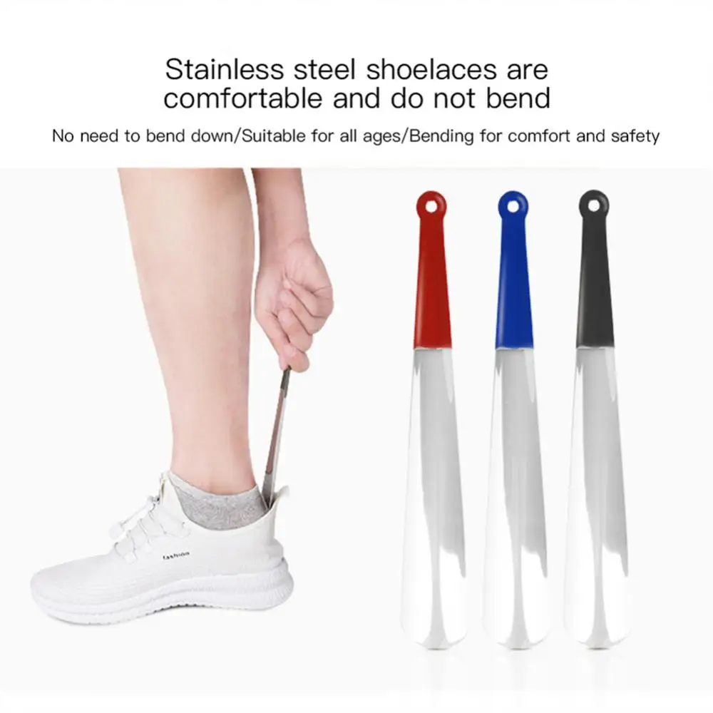 42cm Metal Stainless Steel Long Handled Shoe Horn Leather Shoehorn No Bending Spoon Home Tools For Backache Eldery Pregnant 5