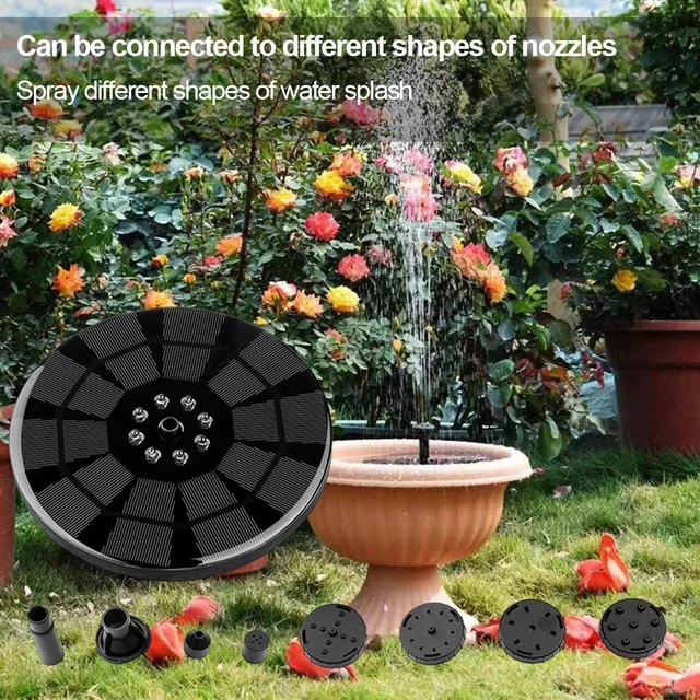 Napelemes Szökőkút 3W Vízszivattyú 1600Mah Akkumulátor Egyszínű Led -Es Lámpákkal A Birdbath -Tó Medencéhez - Image 2