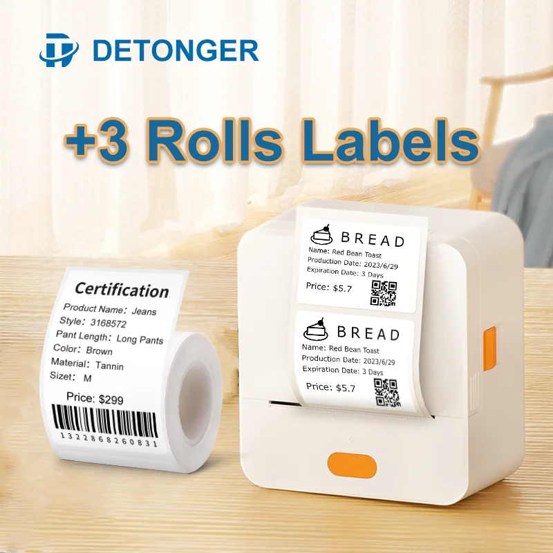 Detonger-mini Auto-adesivo Portátil Impressora Etiqueta Térmica Logotipo sem Fio Inkless Impressora de Etiquetas para Home Office Business p1