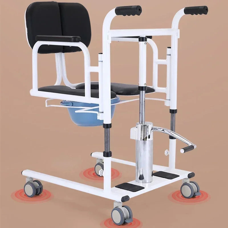Commode Chair Toilet Stair Lift Chair Hydraulic Patient Transfer Chair with Commode for Disabled Multifunctional Shift Chair 3