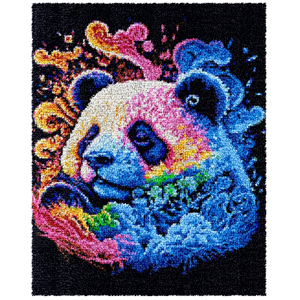 Latch hook rug kits with preprinted Panda pattern for beginner Smyrna
