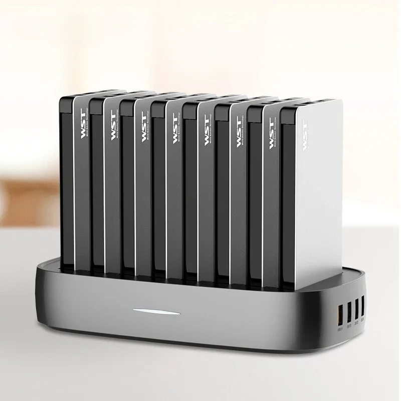 

Portable power bank station 10000mah 8 pcs mobile phone charger built in cable type c micro usb fast charging power bank supply