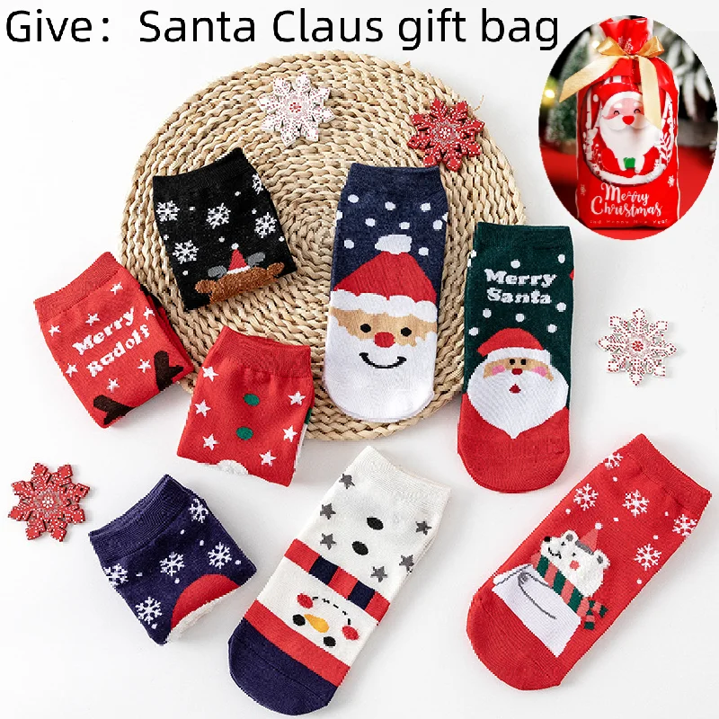 

4 пары/женские осенне-зимние милые хлопковые носки рождественские носки Мультяшные Носки новогодние носки ЕС 35-41 США 5-8