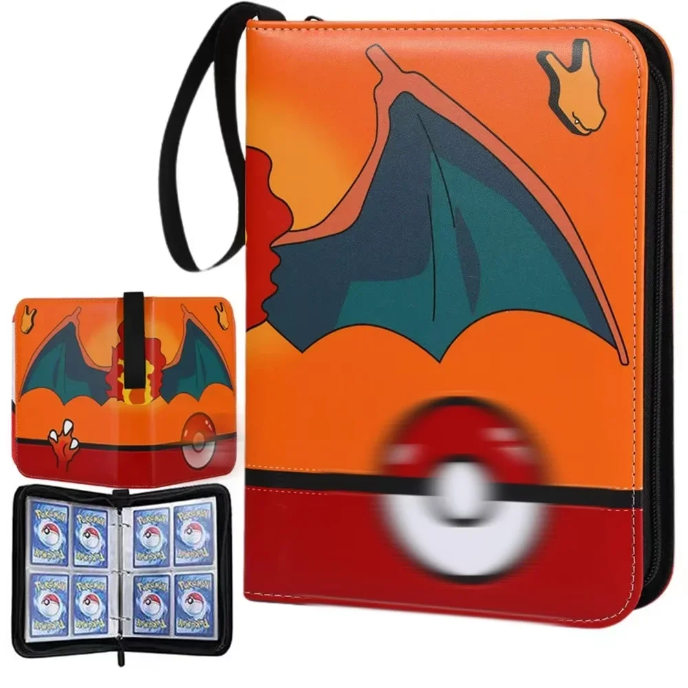 Card Album 400-Card Premium PU Leather Binder 50 Removable 4-Pocket Pages Water-Resistant Zippered Album For Professional Protection