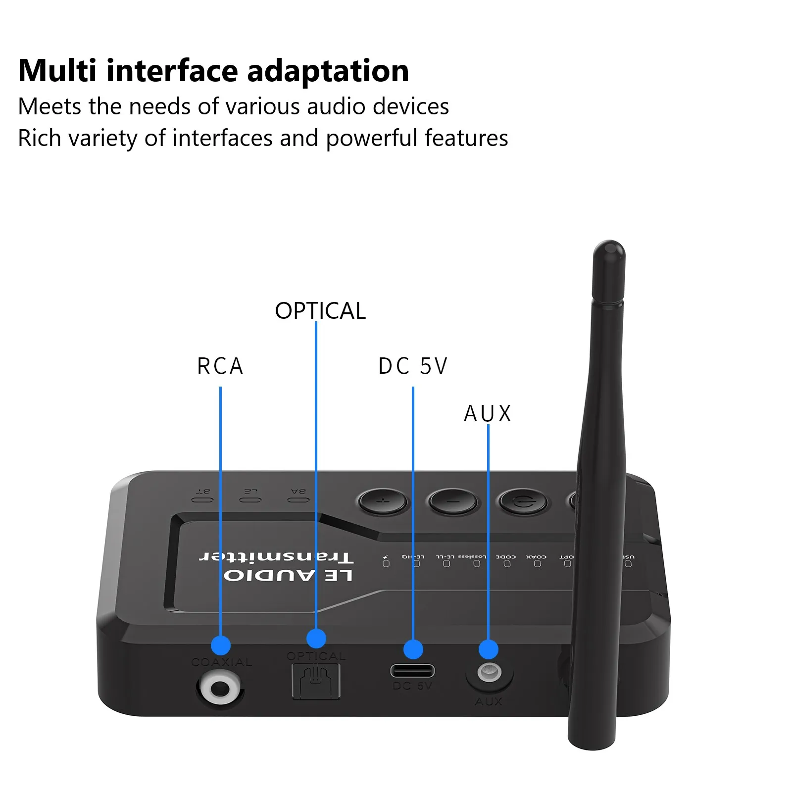 eppfun LE Audio Bluetooth 5.4 Audio Transmitter For TV headphons with Aptx lossless Auracast LC3 For Gaming Watching Music Bluetooth Transceiver Adapter Bluetooth Aux Adaptor Bluetooth Adapter Audio Adapter