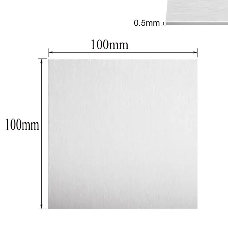 304 Stainless Steel Square Sheet Plate Thickness 0.2/0.5/0.8/1/2/3mm Flat Brushed Metal Polished Plate 100x100mm 200x200mm