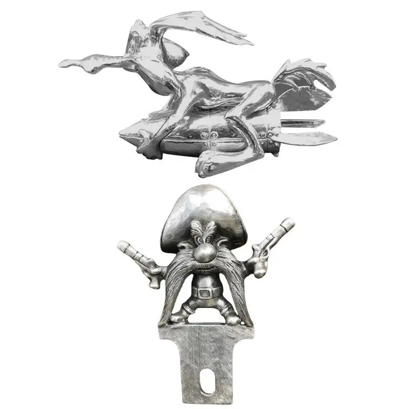 Car Hood Ornament Cartoon Coyote Rocket Gunner Auto Hood Decoration Resin Decoration Accessories For Most Types Cars car hood stickers