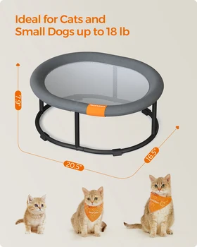 Feandrea Pet Bed, Cat Hammock, Elevated Cat Bed for Multiple Cats, with Removable Washable Mesh, for Pets up to 20 lb, Oval 6