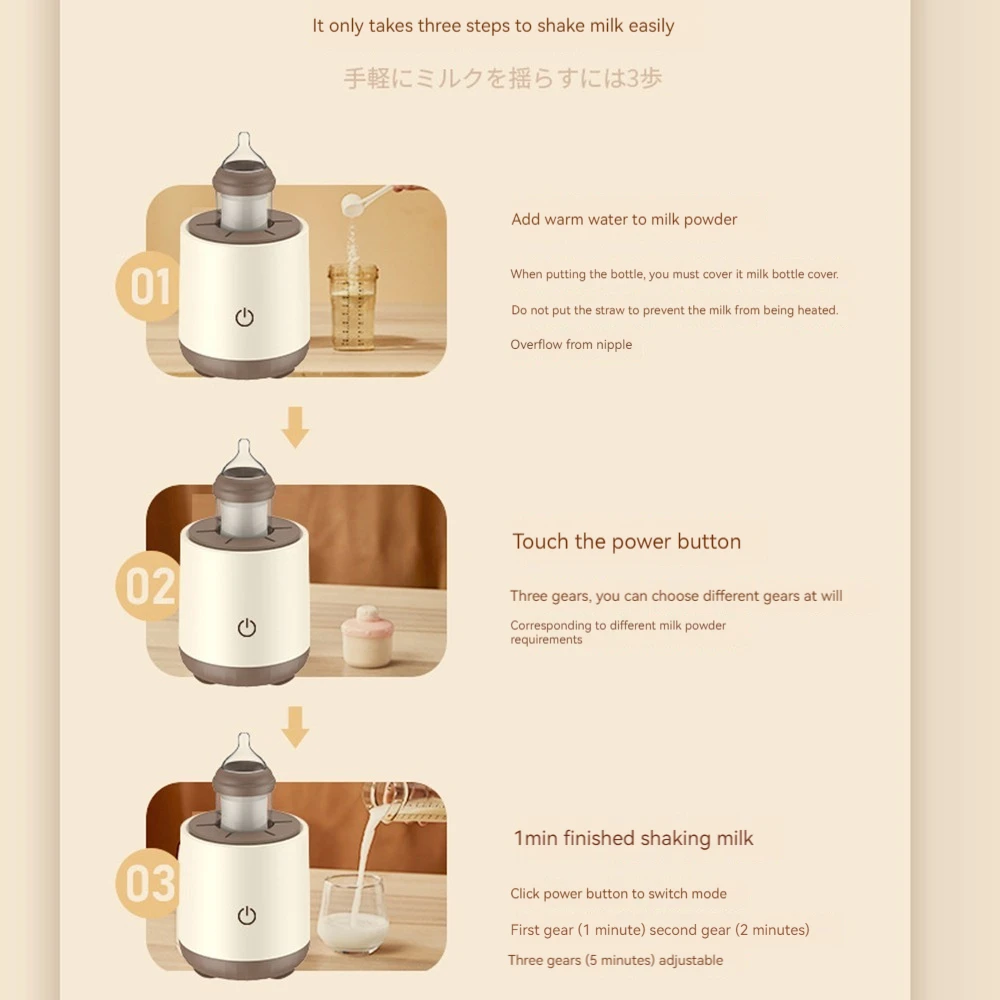 Baby Bottle Shaker USB Charging Milk Blender Feeding Portable Shaking Machine Household Home Babycare Wide Application Portable Electric Shaker