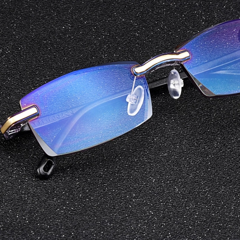 Women Men Square Frameless Presbyopic Glasses Trendy Anti Blue Light Prescription Eyeglasses Resting Lenses Computer Eyewear