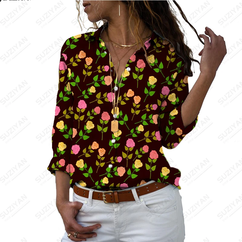 

Women's Summer New Shirt Long Sleeve Colorful Fragmented 3D Digital Printing Hot Selling Women's Polo Button Casual Top Cardigan