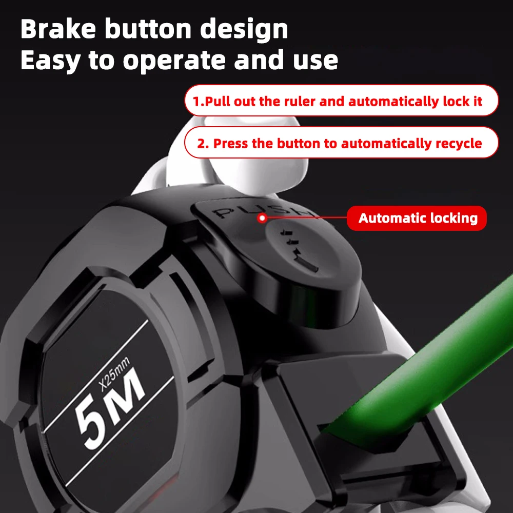 tape measure 5/7.5/10M metric self locking fluorescent steel high precision wear-resistant ruler measuring tools