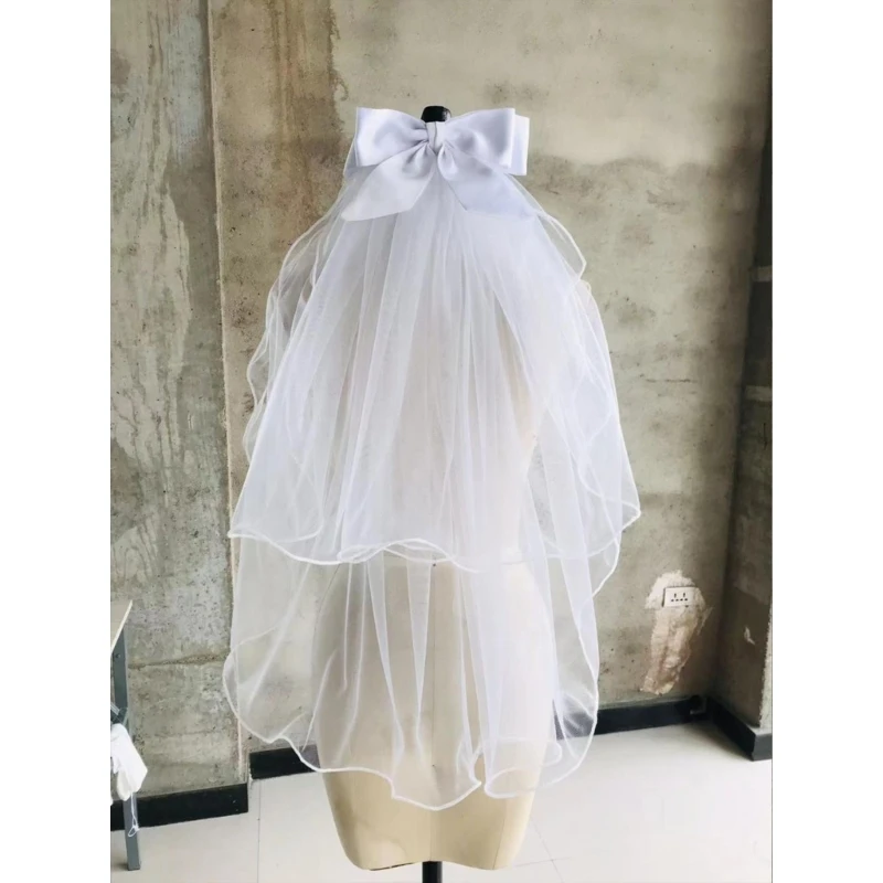 

Bowknot Veil for Bridal Shower Wedding Short Veil Hair Comb Headpiece for Beach Party Engagement Headdress Party Props