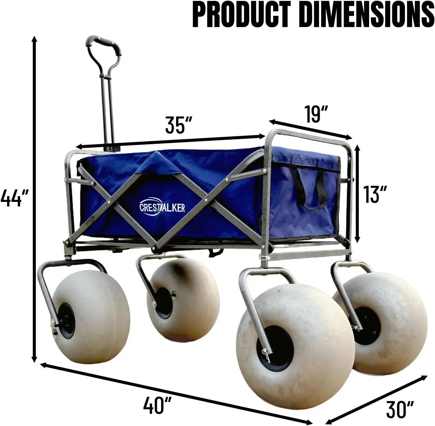 2025-hotBeach Cart with 13" Balloon Wheels, Collapsible Beach Wagon with Big Wheels for Sand, Pump Included (Beach Wagon)