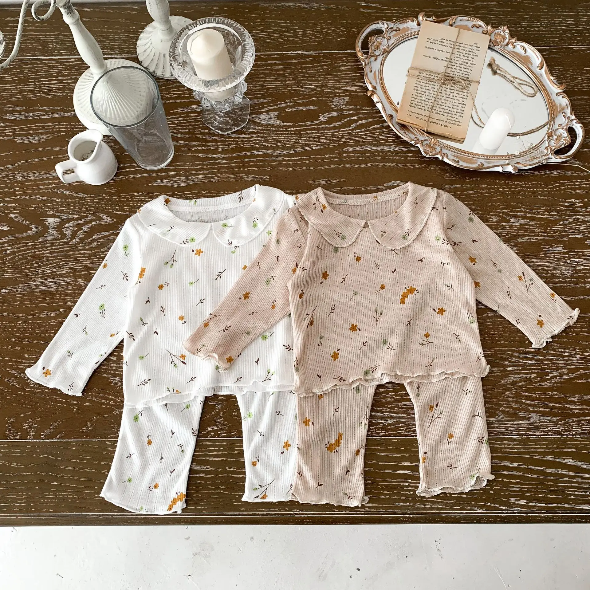 

Baby Girls Floral Long-Sleeved Top Tees + Pant Sets Toddler Cotton 2-Piece Home Clothing For Newborn 0-36 Months