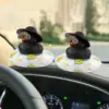 Car Dashboard Black Rubber Duck Ornament, Car Decoration Colour Ducks Accessories with Mini Hat Necklace and Sunglasses Rubber D 4