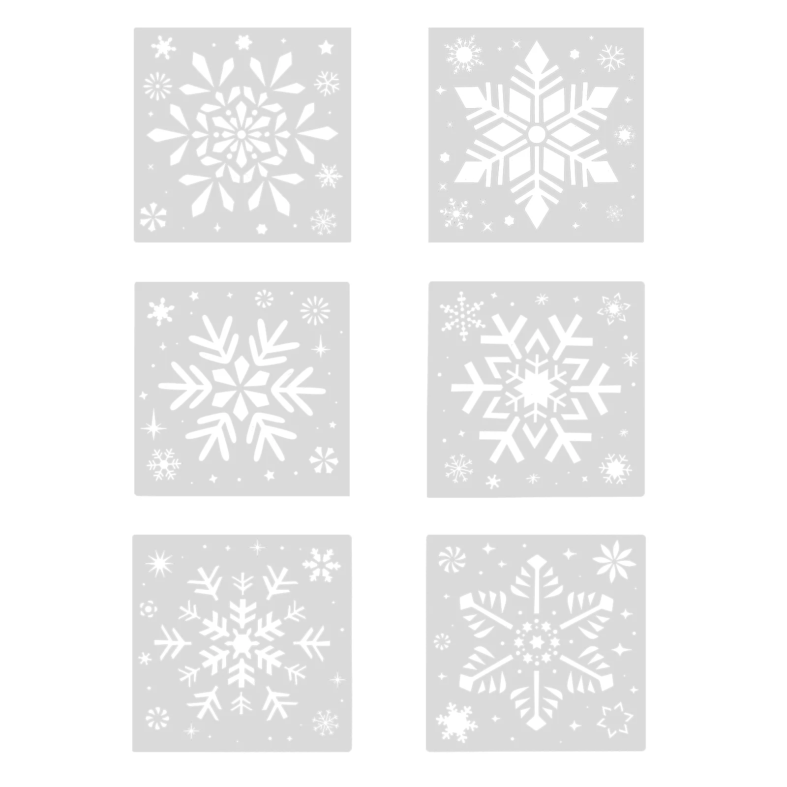 

6 Pcs Christmas Stencils Painting Template DIY Templates Snowflake Drawing White Present Xmas Making