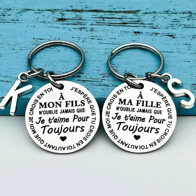 porte clef A MON Fils A MA Fille To My Son Daughter I Love You Forever  Inspirational Gift steel Keychains Christmas noel jewelry