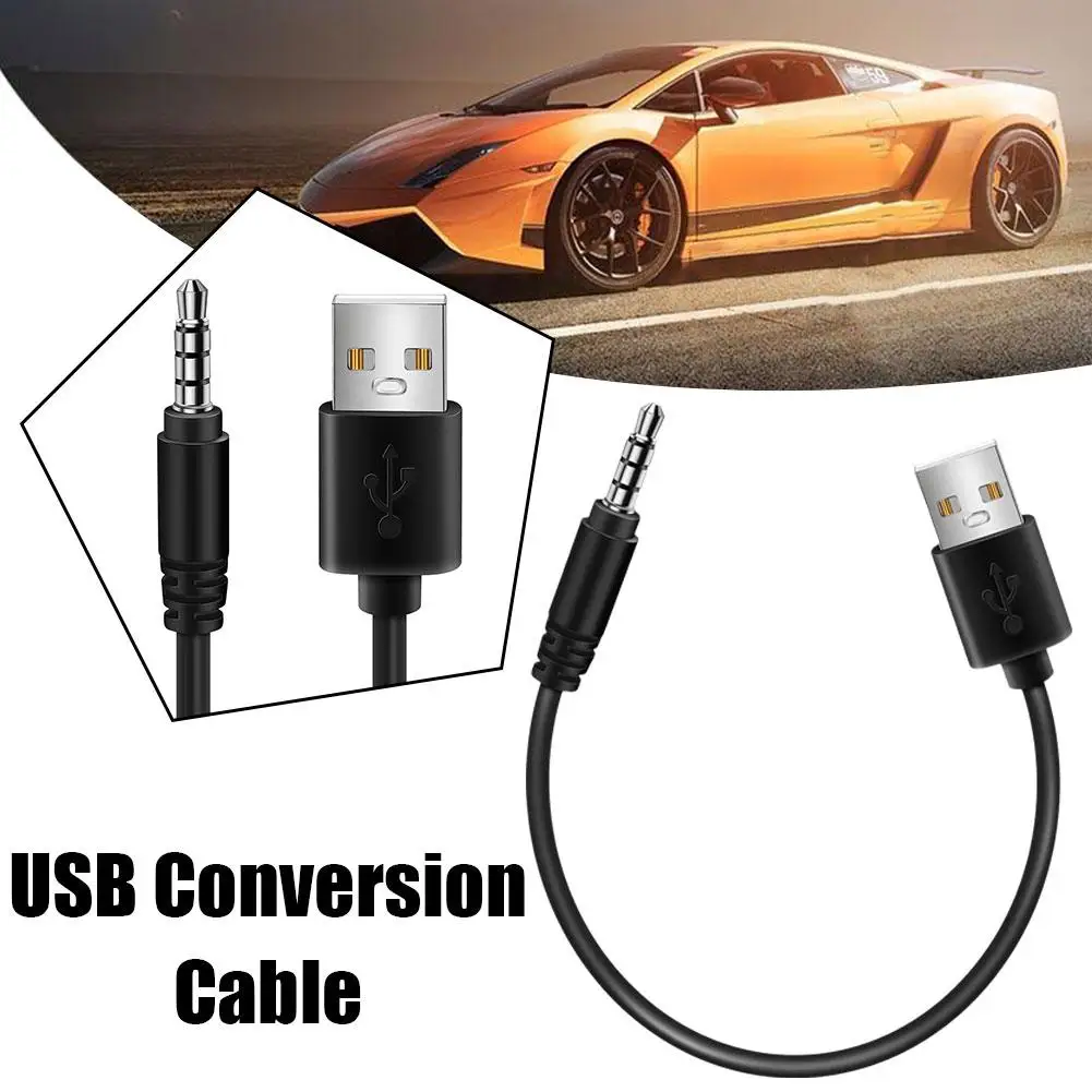

3.5mm Plug AUX Audio Jack To USB 2.0 Male Charger Cable Adapter Cord For Car MP3 USB Conversion Cable S6P5