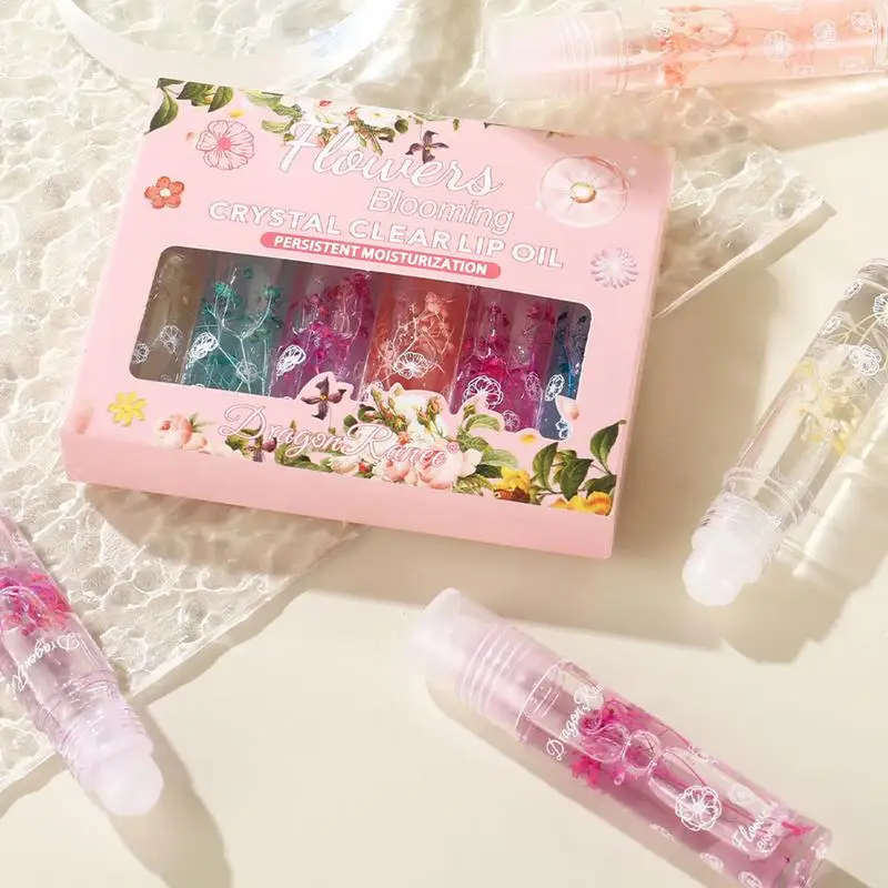Flower Roll-on Lip Balm crystal clear Lipgloss Moisturizing Transparent Lip Oil Long Lasting Hydrating Lipgloss Lip Care Makeup 6